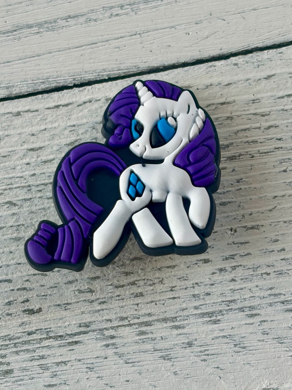 (5 / $15) Purple & White My Little Pony Inspired Crocs Shoe Charm - Unbranded